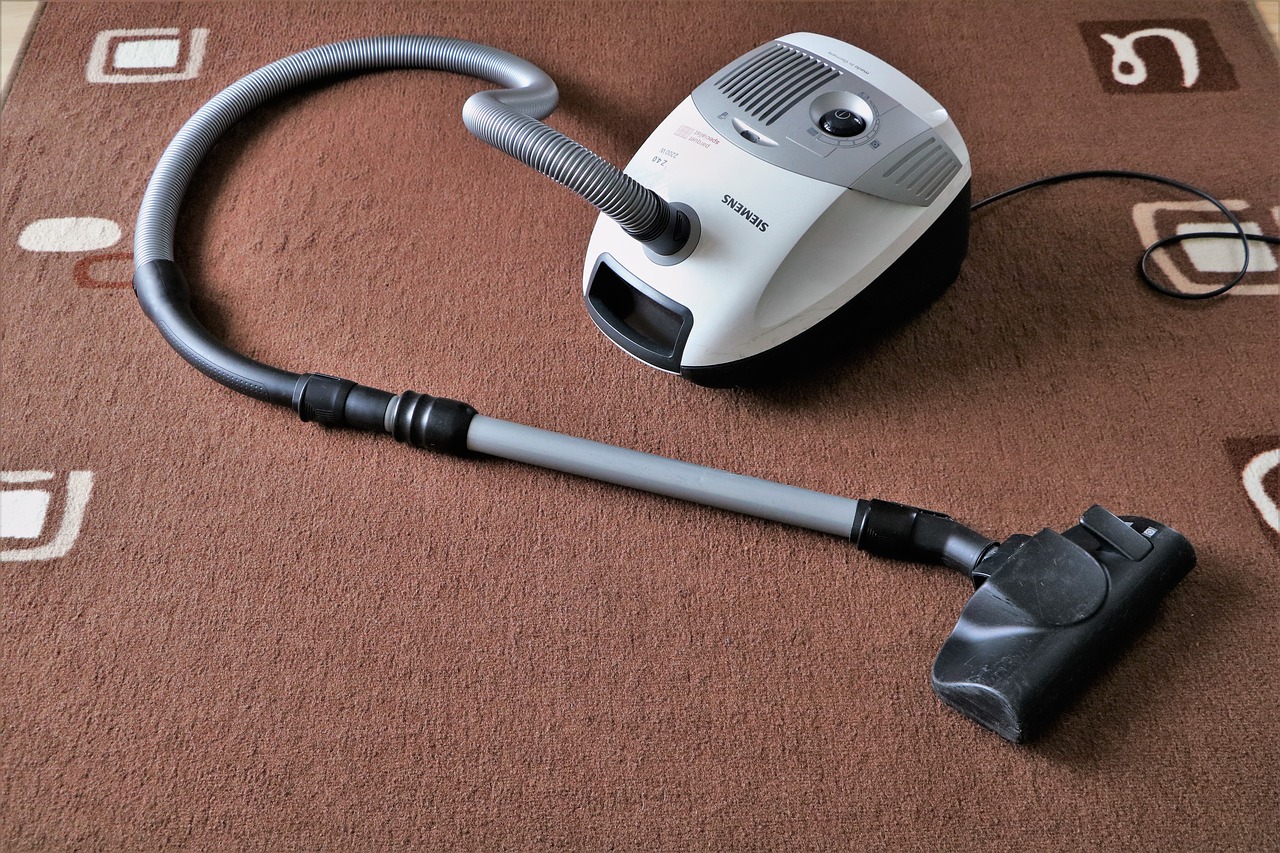 Vacuum cleaner on brown carpet.  Image of the content washing the Centro Salvador sofa.